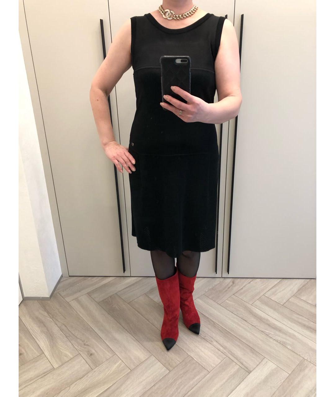 CHANEL Черное вискозное повседневное платье, фото 5