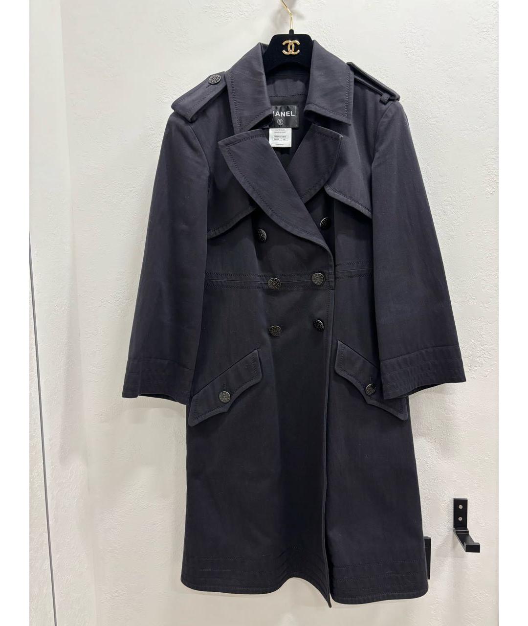 CHANEL Темно-синий хлопковый тренч/плащ, фото 4