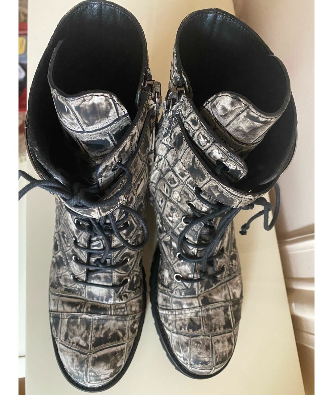 GIUSEPPE ZANOTTI DESIGN Серые кожаные ботинки, фото 3