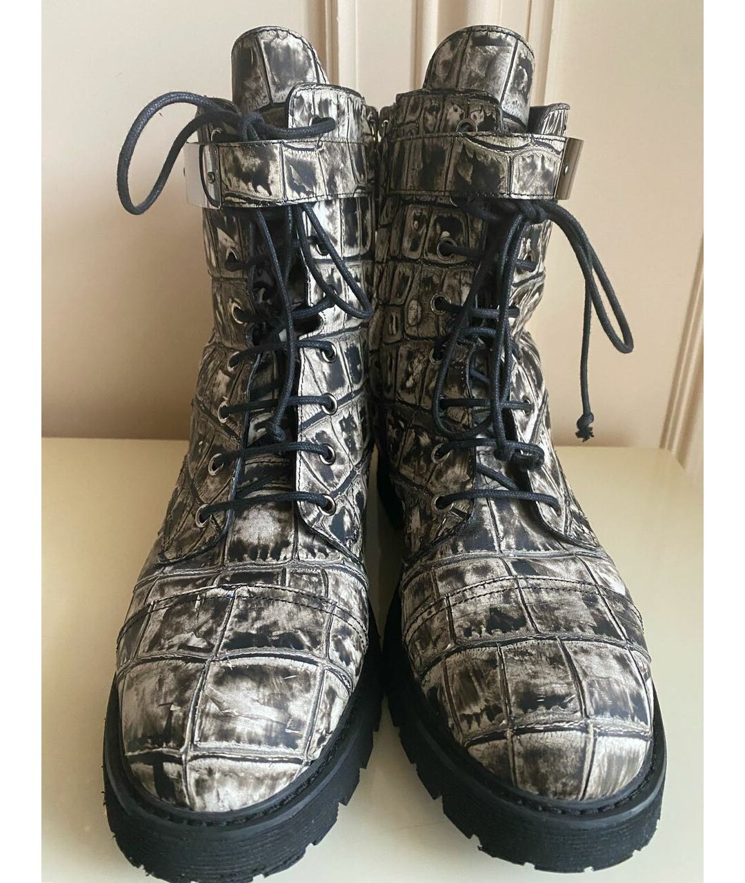 GIUSEPPE ZANOTTI DESIGN Серые кожаные ботинки, фото 2