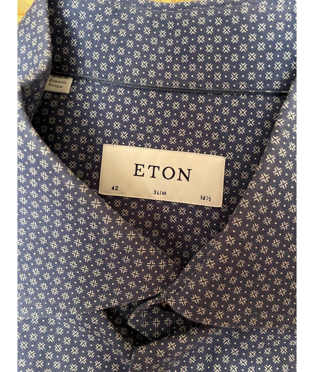 ETON Темно-синяя хлопковая кэжуал рубашка, фото 3