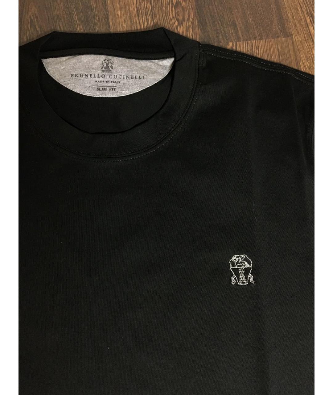 BRUNELLO CUCINELLI Черная хлопковая футболка, фото 4