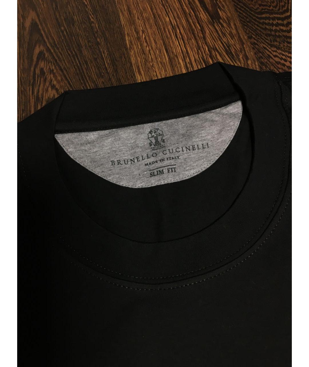 BRUNELLO CUCINELLI Черная хлопковая футболка, фото 2
