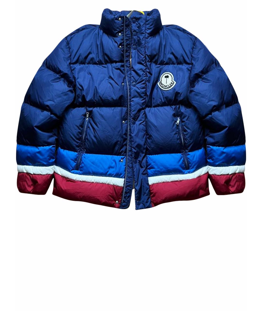 MONCLER Темно-синий полиэстеровый пуховик, фото 1