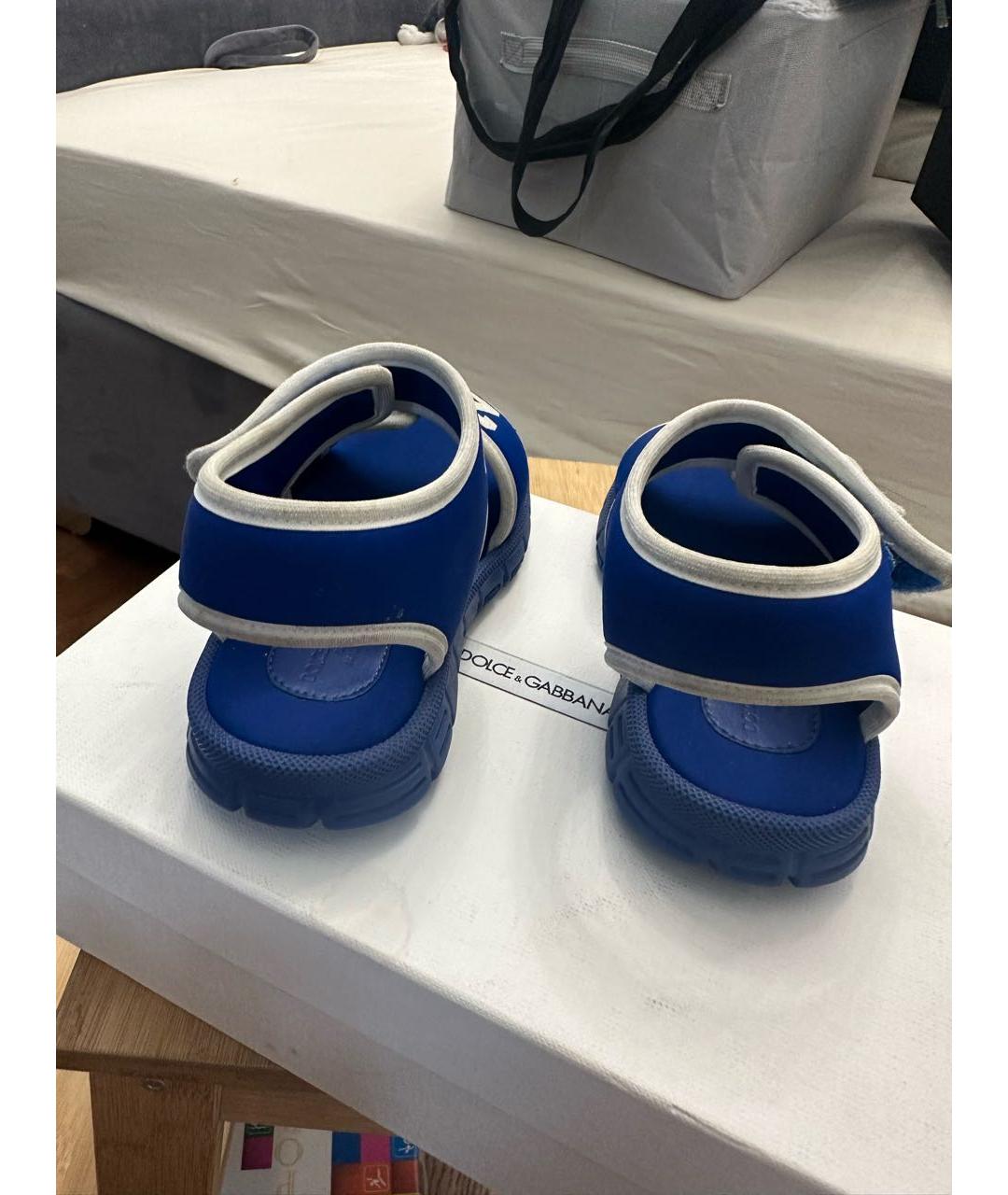 DOLCE&GABBANA Синие текстильные сандалии и шлепанцы, фото 4