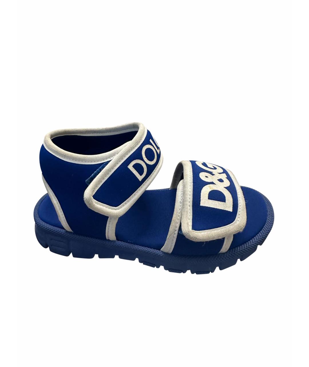 DOLCE&GABBANA Синие текстильные сандалии и шлепанцы, фото 1