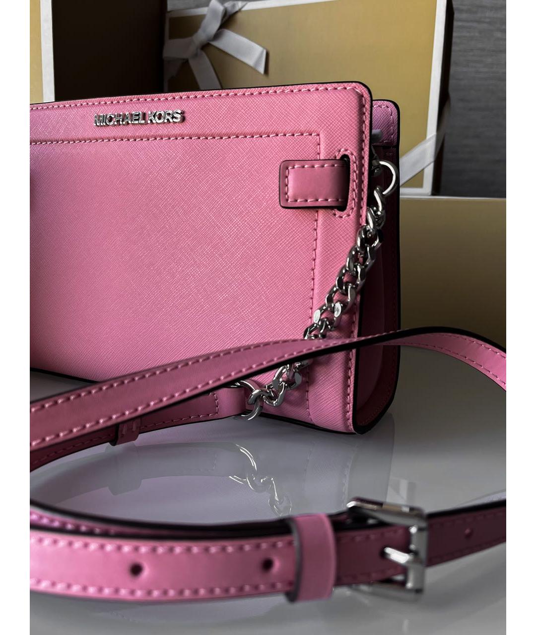 MICHAEL KORS Розовая кожаная сумка через плечо, фото 4