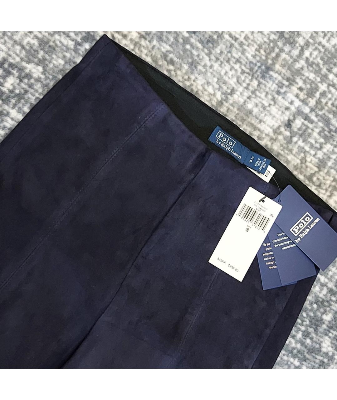 RALPH LAUREN Темно-синие замшевые брюки узкие, фото 3