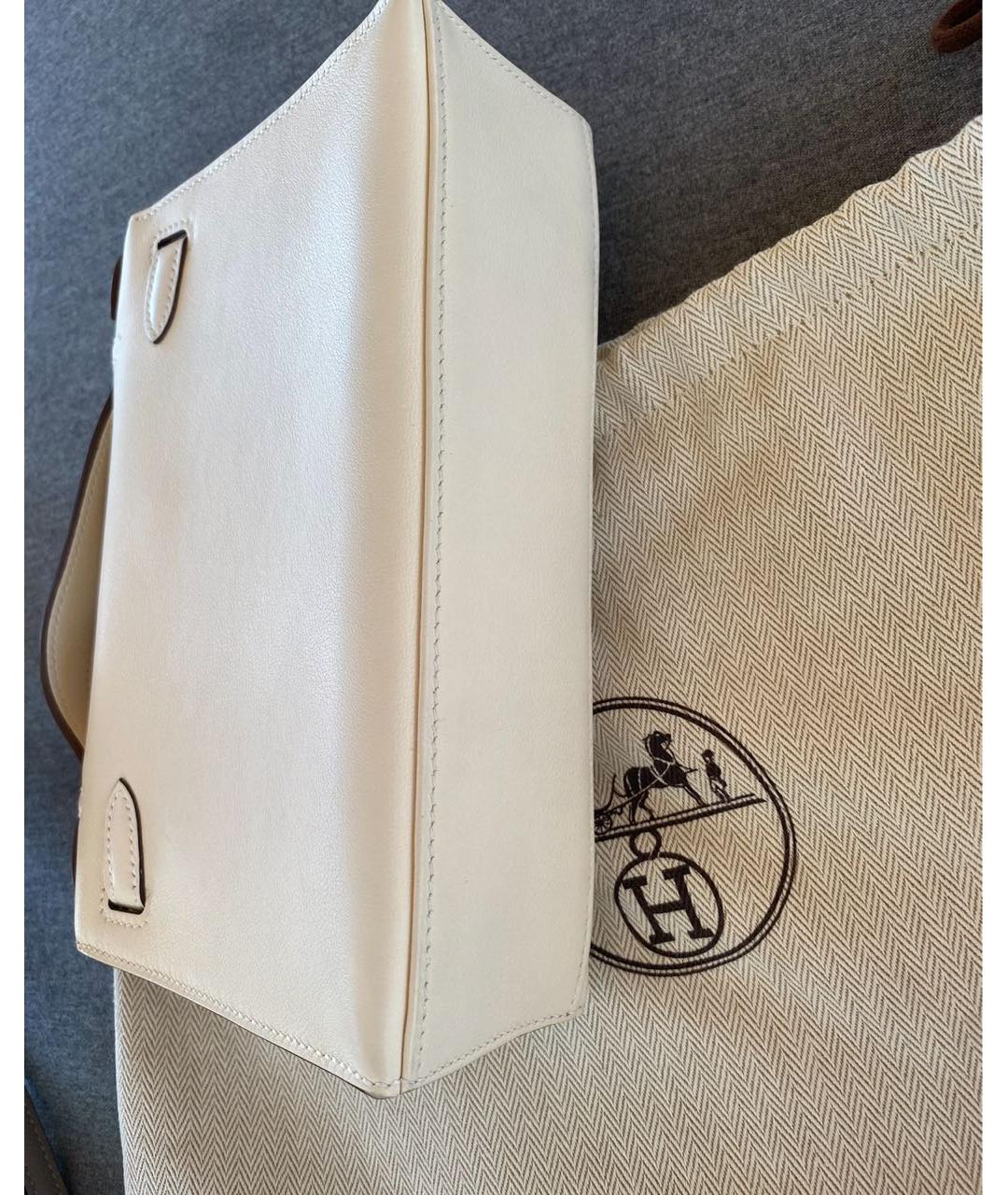 HERMES PRE-OWNED Белая кожаная сумка с короткими ручками, фото 3