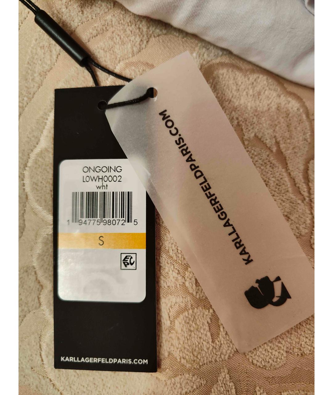 KARL LAGERFELD Белая хлопковая футболка, фото 8