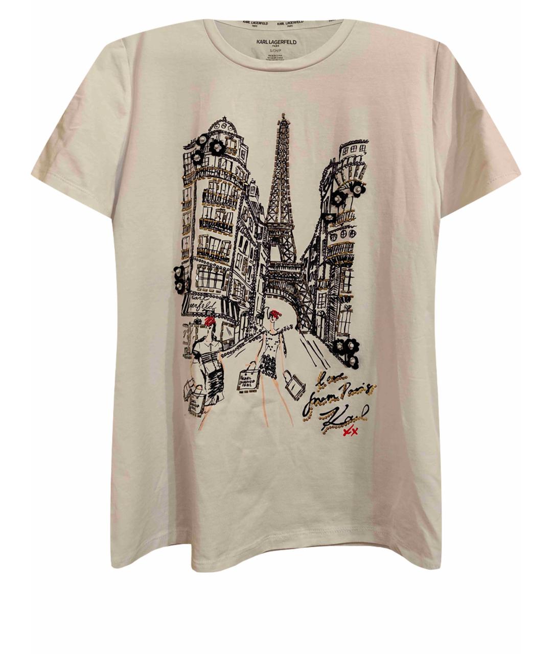 KARL LAGERFELD Белая хлопковая футболка, фото 1