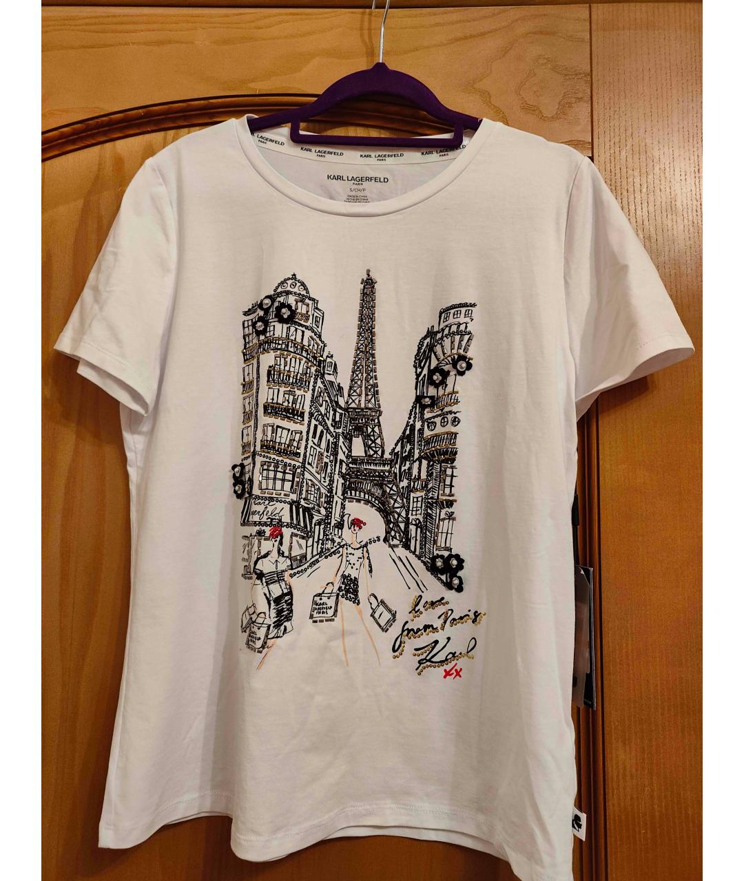 KARL LAGERFELD Белая хлопковая футболка, фото 5