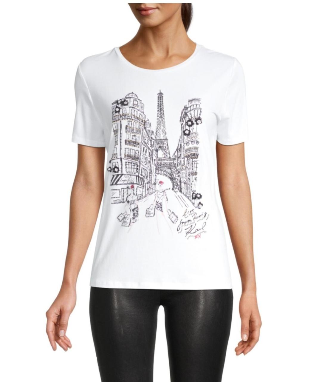 KARL LAGERFELD Белая хлопковая футболка, фото 6