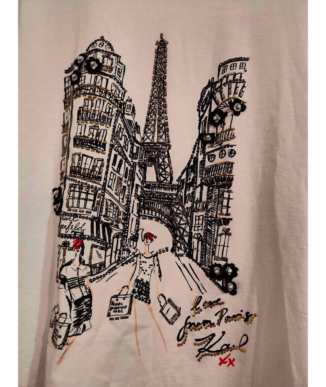 KARL LAGERFELD Белая хлопковая футболка, фото 9