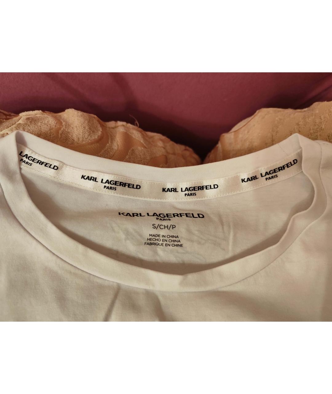 KARL LAGERFELD Белая хлопковая футболка, фото 4