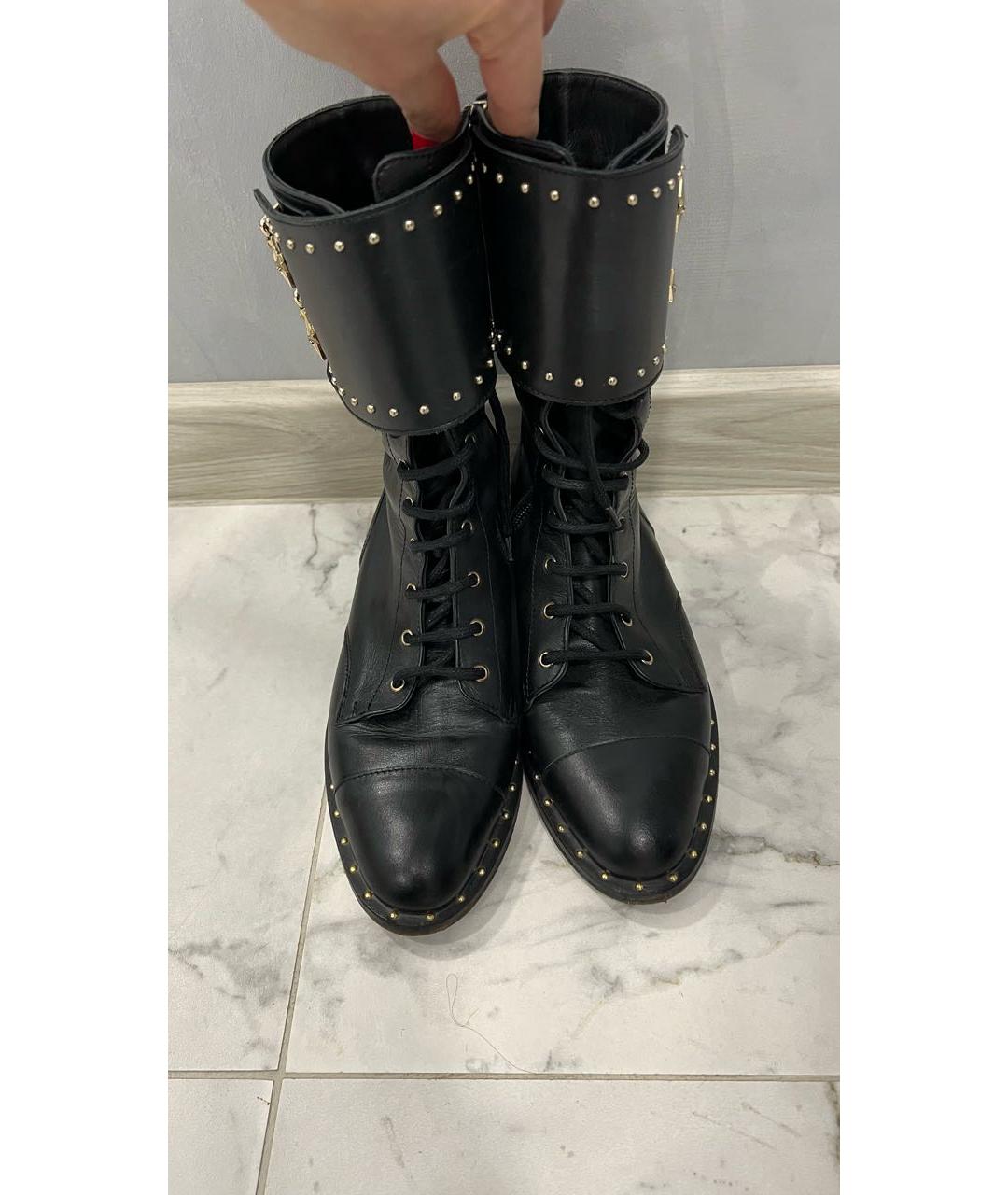 ELISABETTA FRANCHI Черные кожаные ботинки, фото 2