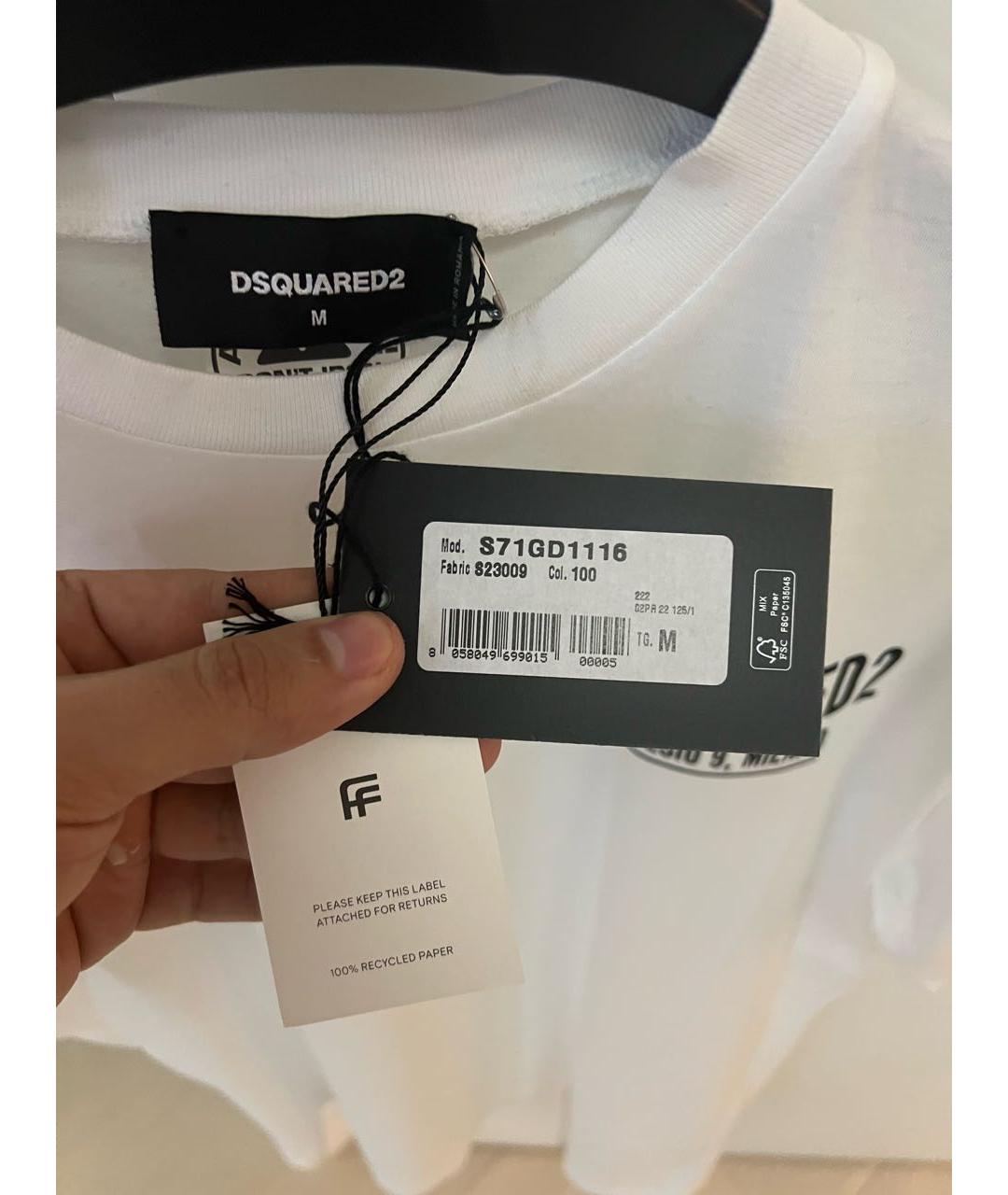 DSQUARED2 Белая хлопковая футболка, фото 5