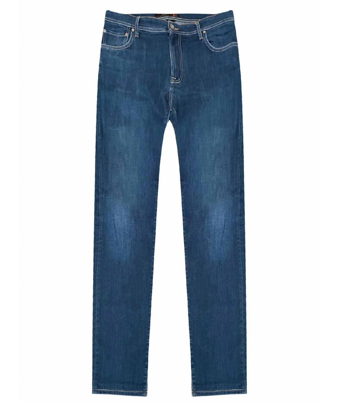CORNELIANI Синие хлопковые прямые джинсы, фото 1