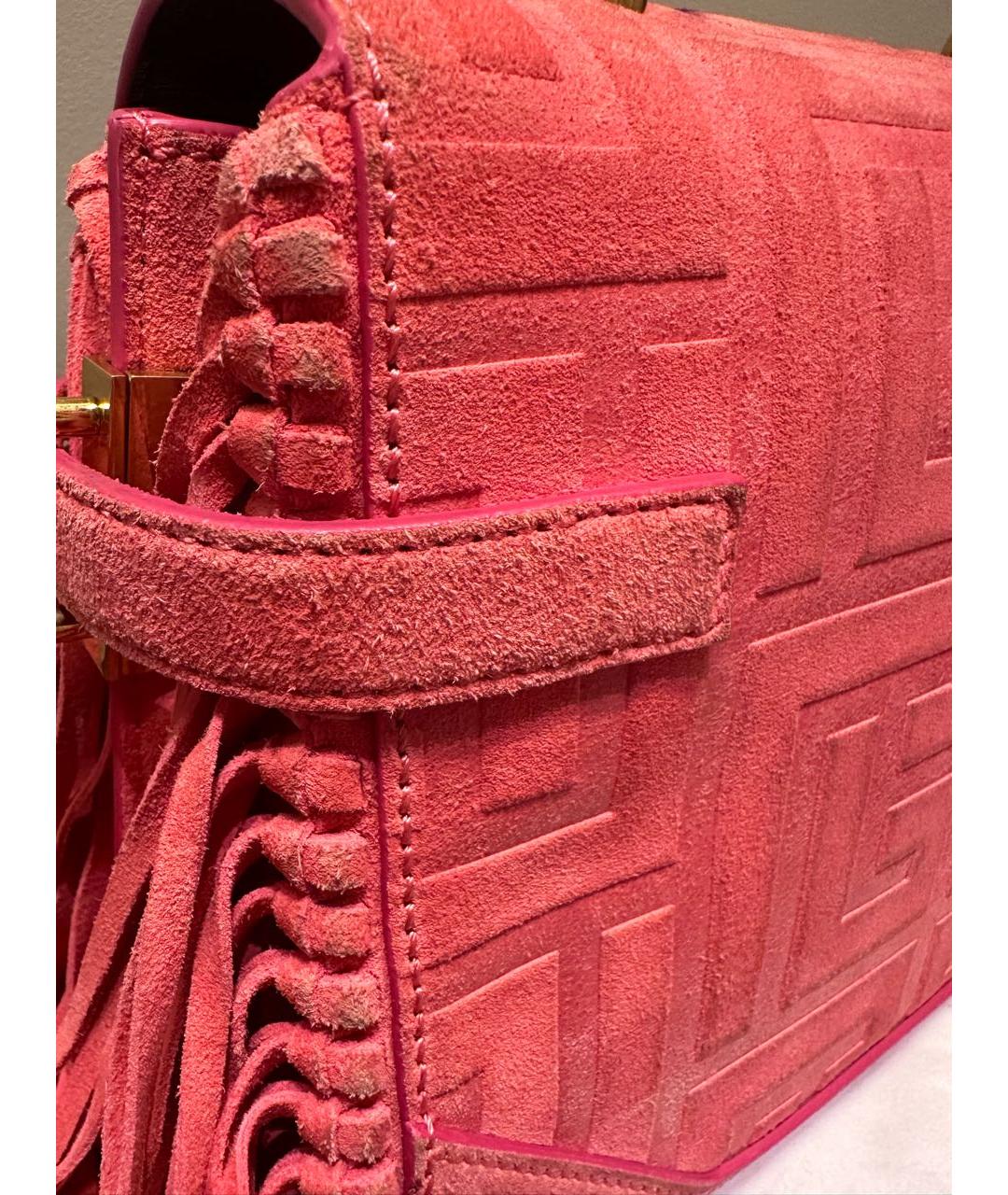 BALMAIN Розовая замшевая сумка через плечо, фото 8