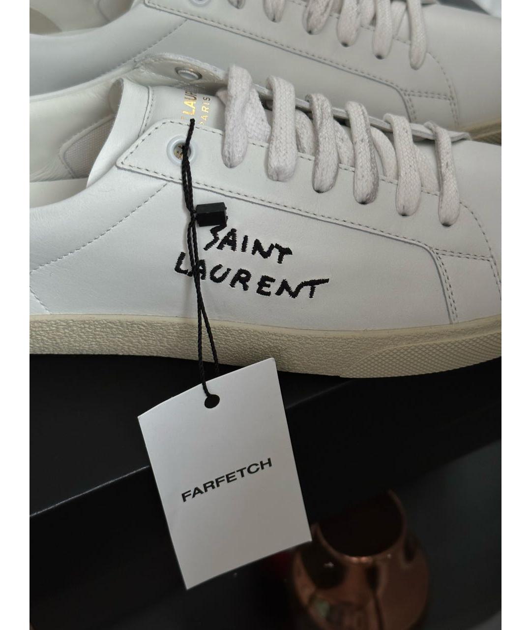 SAINT LAURENT Белые кожаные кеды, фото 2