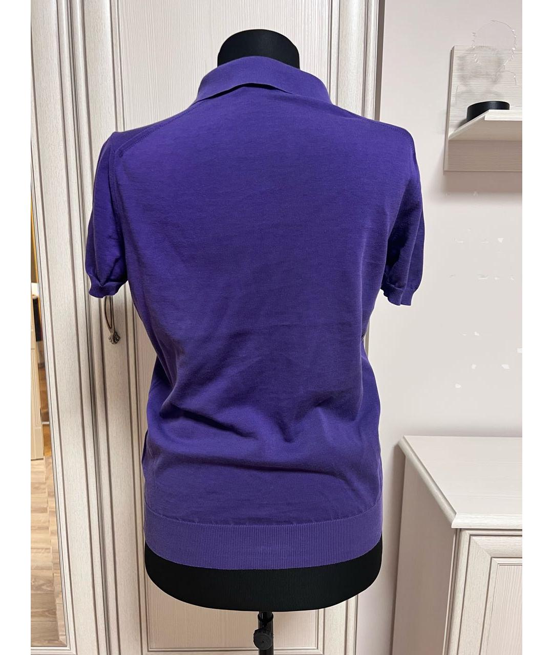 LORO PIANA Фиолетовая хлопковая футболка, фото 2