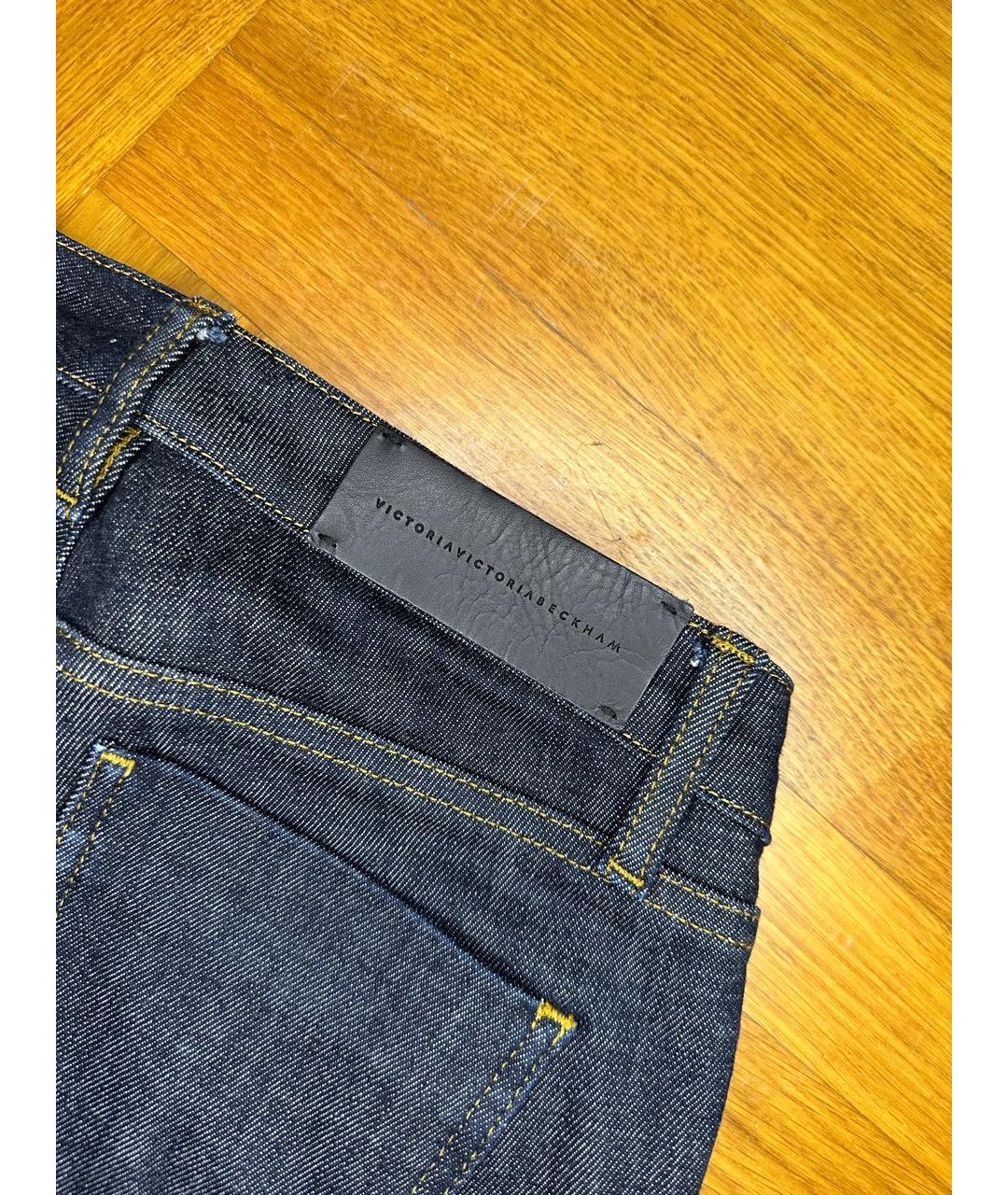 VICTORIA BECKHAM Темно-синие хлопковые джинсы клеш, фото 4