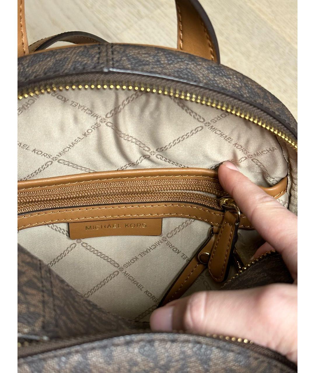 MICHAEL KORS Коричневый кожаный рюкзак, фото 4