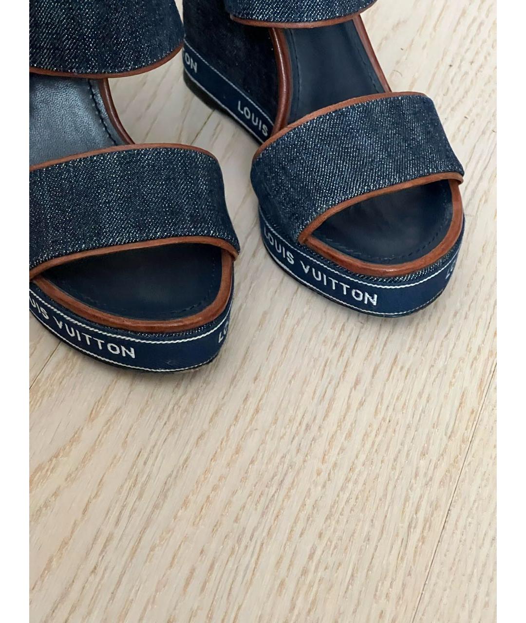 LOUIS VUITTON Темно-синие босоножки, фото 5