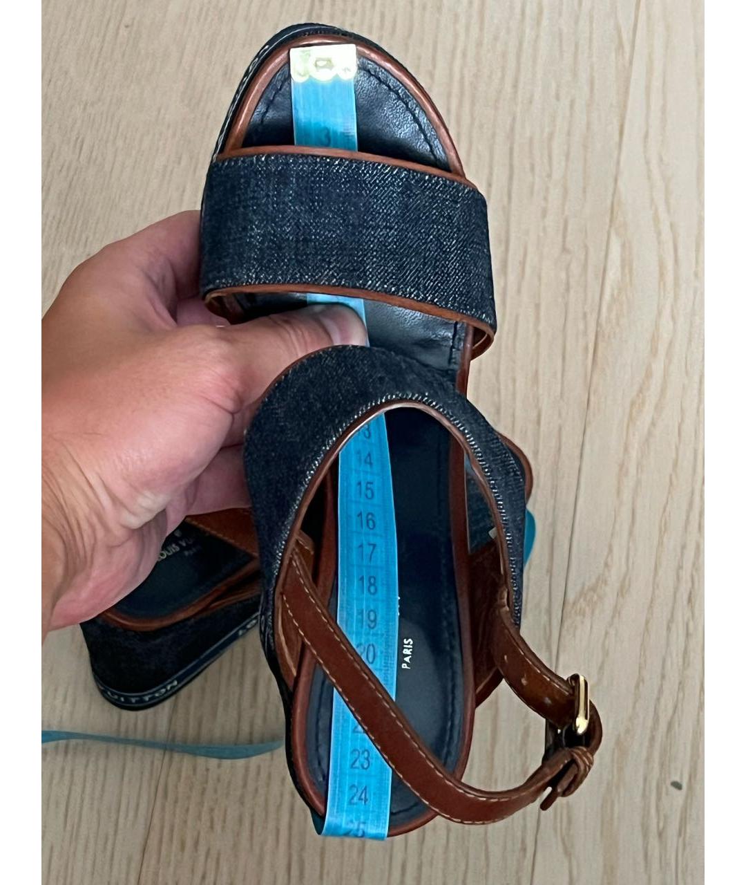 LOUIS VUITTON Темно-синие босоножки, фото 8