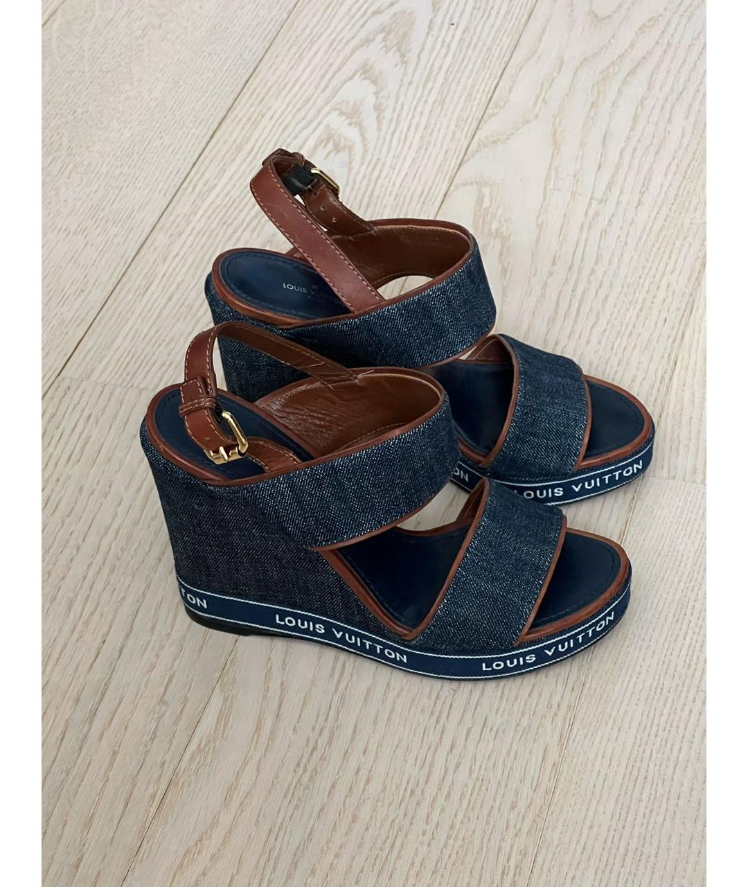LOUIS VUITTON Темно-синие босоножки, фото 2