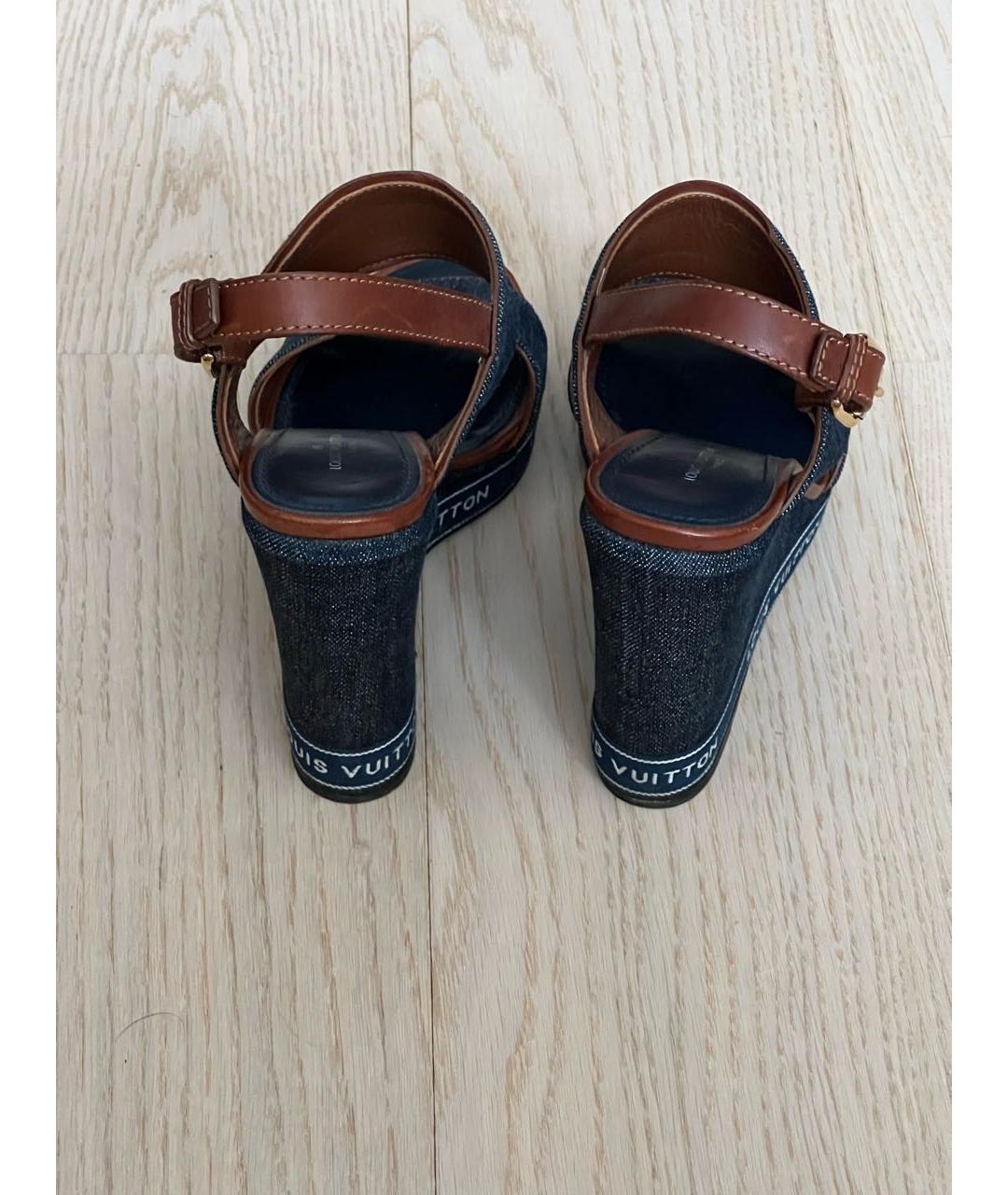 LOUIS VUITTON Темно-синие босоножки, фото 3