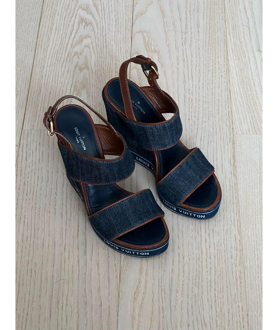 LOUIS VUITTON Темно-синие босоножки, фото 4