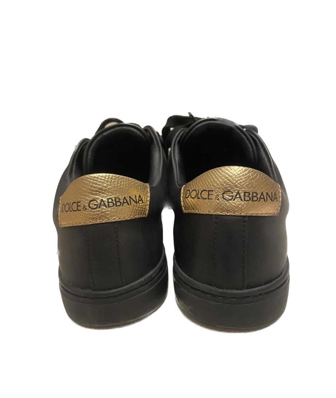 DOLCE&GABBANA Черные кожаные кеды, фото 4