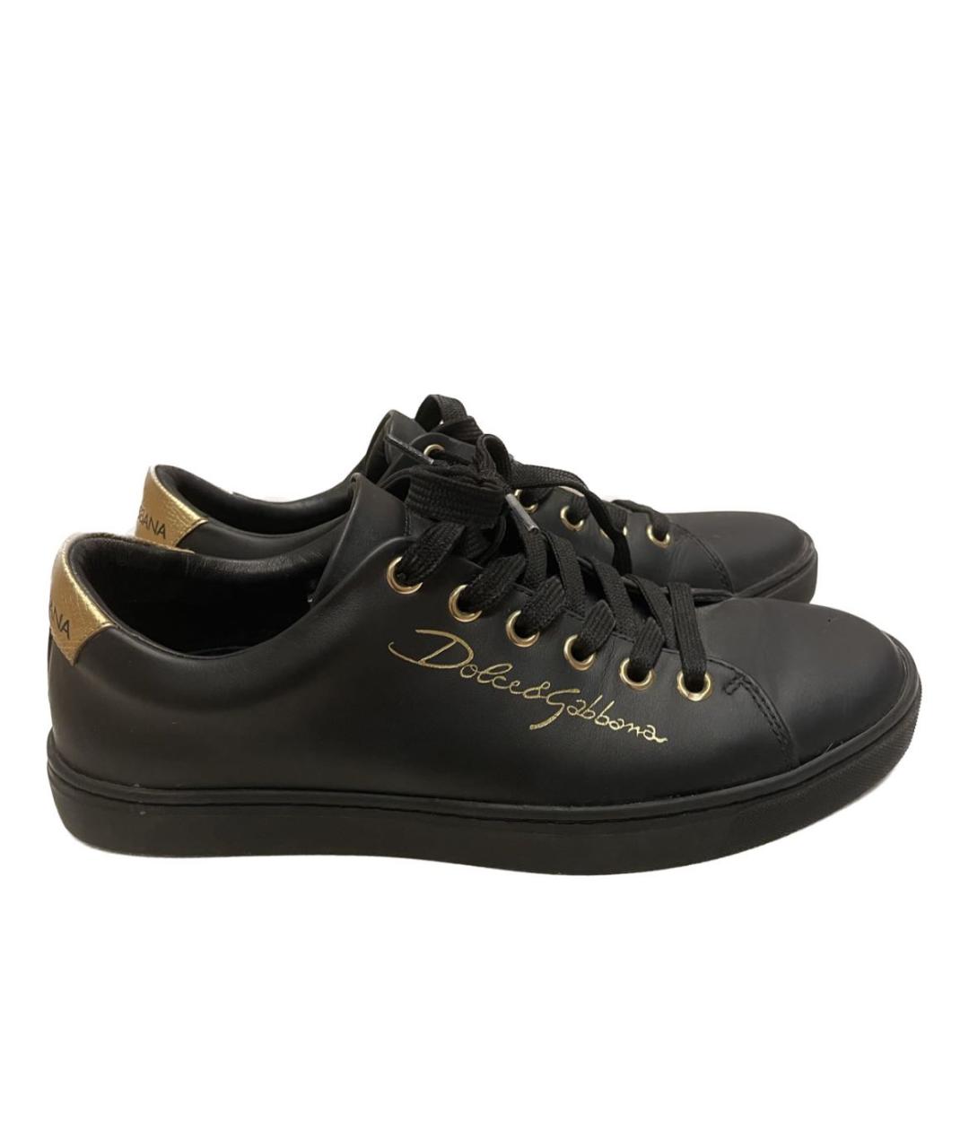 DOLCE&GABBANA Черные кожаные кеды, фото 6