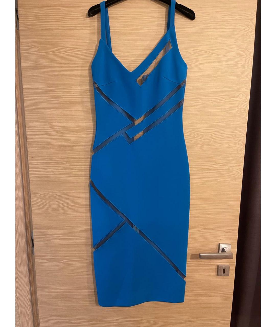 DAVID KOMA Синее синтетическое коктейльное платье, фото 4