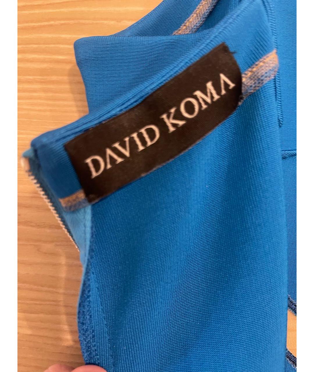DAVID KOMA Синее синтетическое коктейльное платье, фото 3