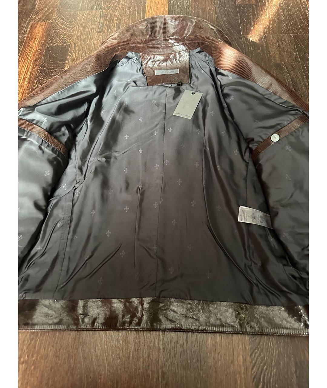 JOHN VARVATOS Коричневая кожаная куртка, фото 3