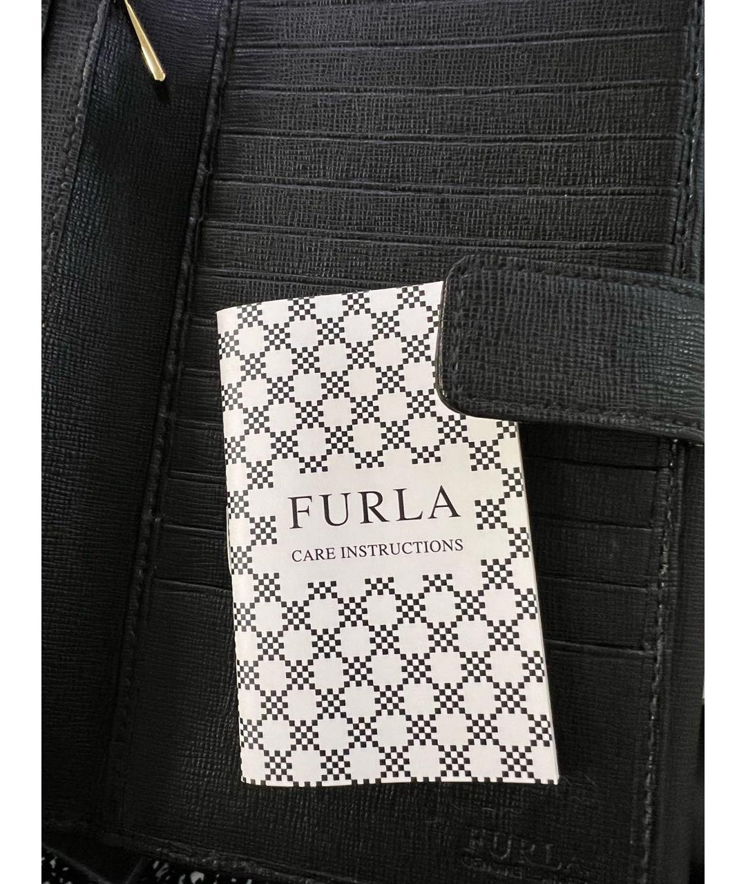 FURLA Черный кожаный кошелек, фото 4