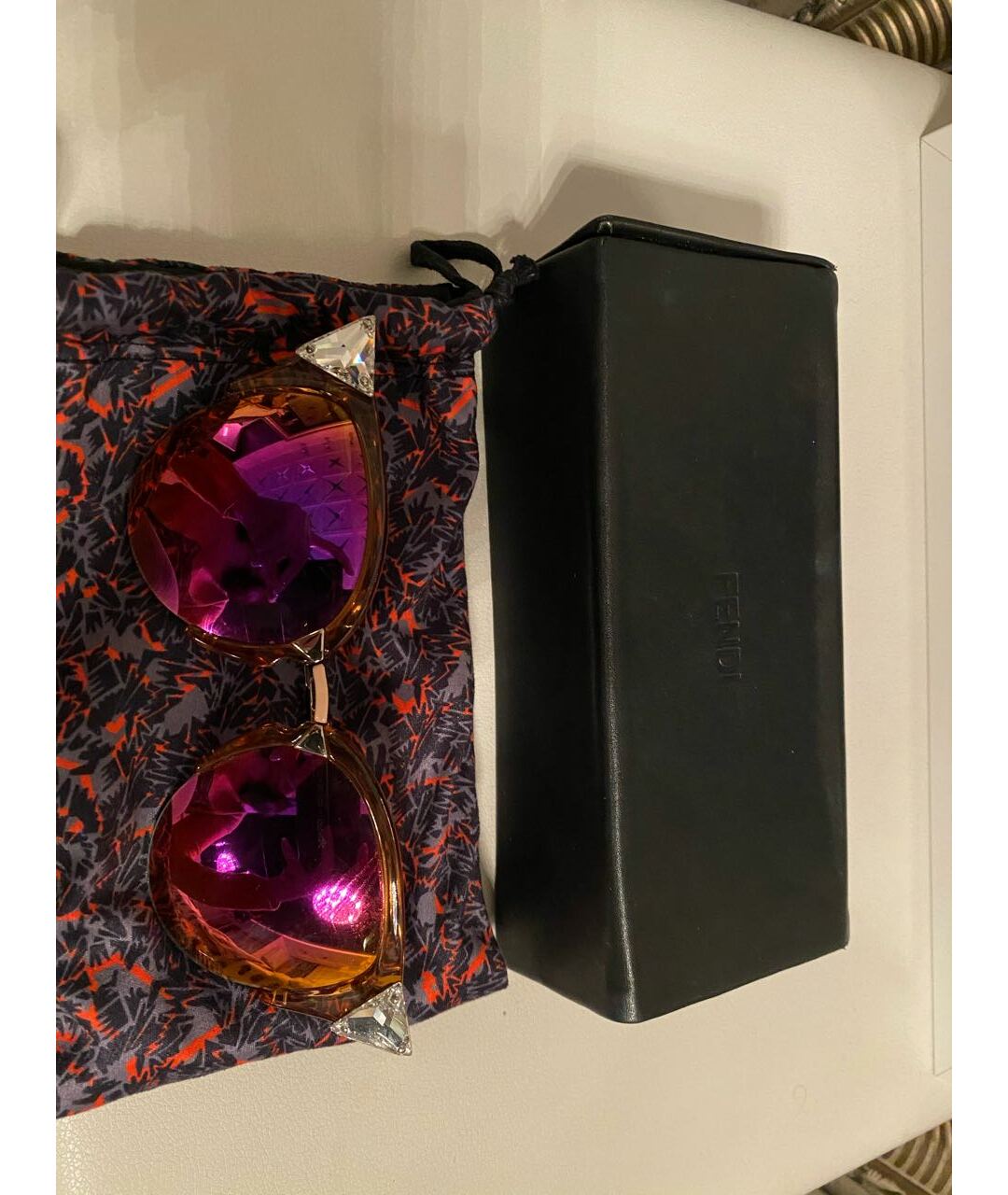FENDI Розовые металлические солнцезащитные очки, фото 4