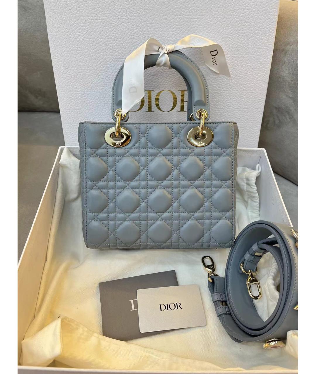 CHRISTIAN DIOR Серая кожаная сумка с короткими ручками, фото 2