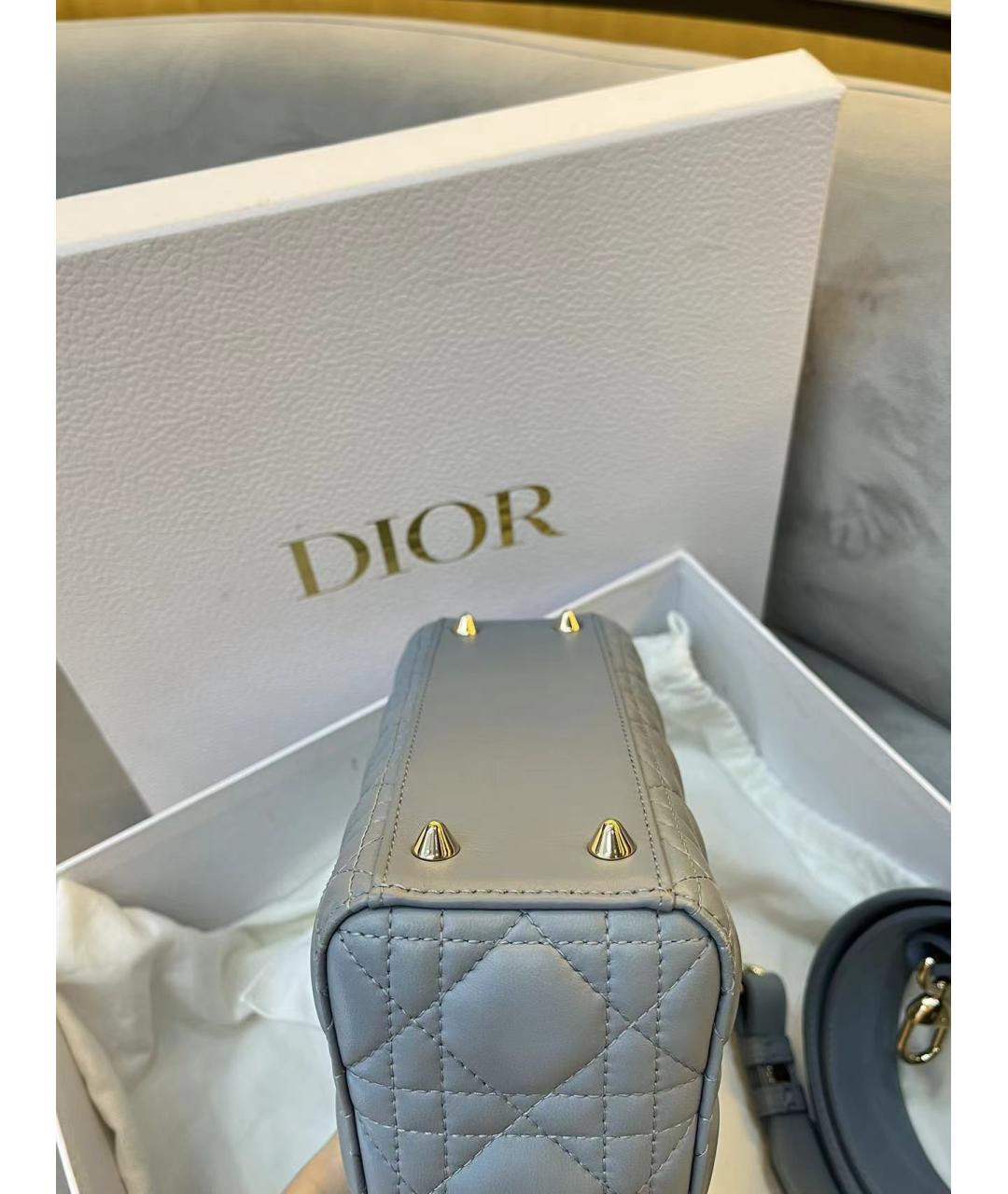 CHRISTIAN DIOR Серая кожаная сумка с короткими ручками, фото 6