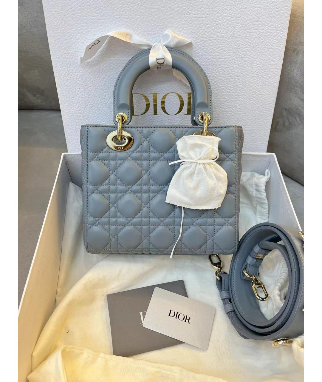 CHRISTIAN DIOR Серая кожаная сумка с короткими ручками, фото 7