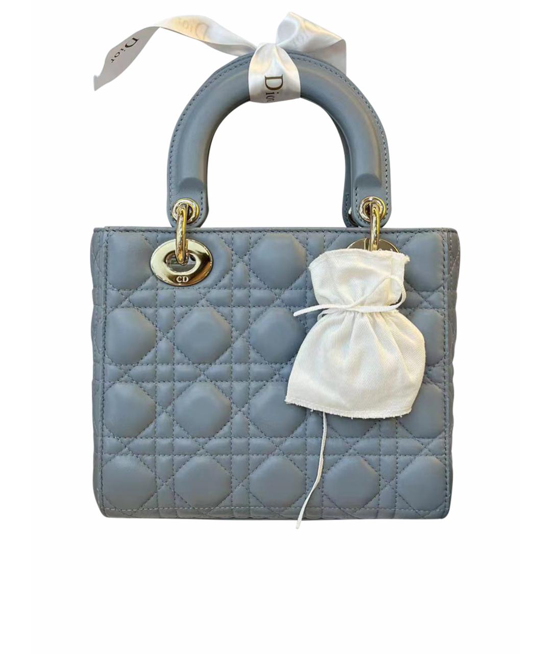 CHRISTIAN DIOR Серая кожаная сумка с короткими ручками, фото 1