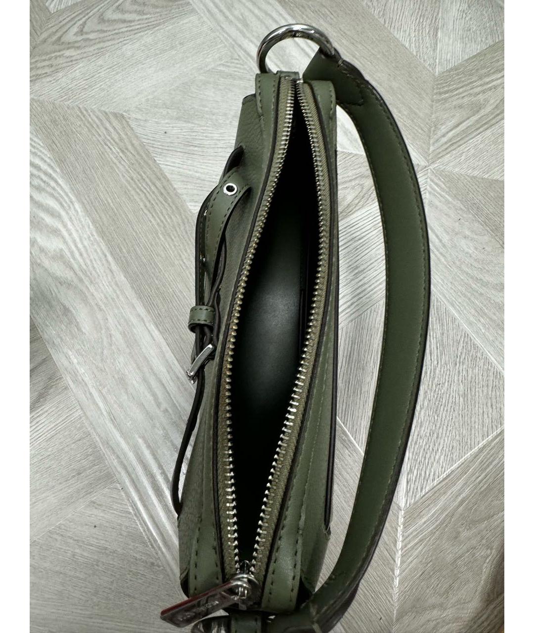 MICHAEL KORS Хаки кожаная сумка с короткими ручками, фото 4