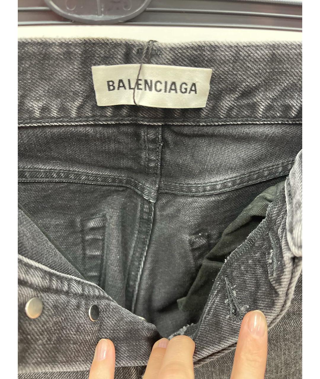 BALENCIAGA Антрацитовые хлопковые прямые джинсы, фото 3