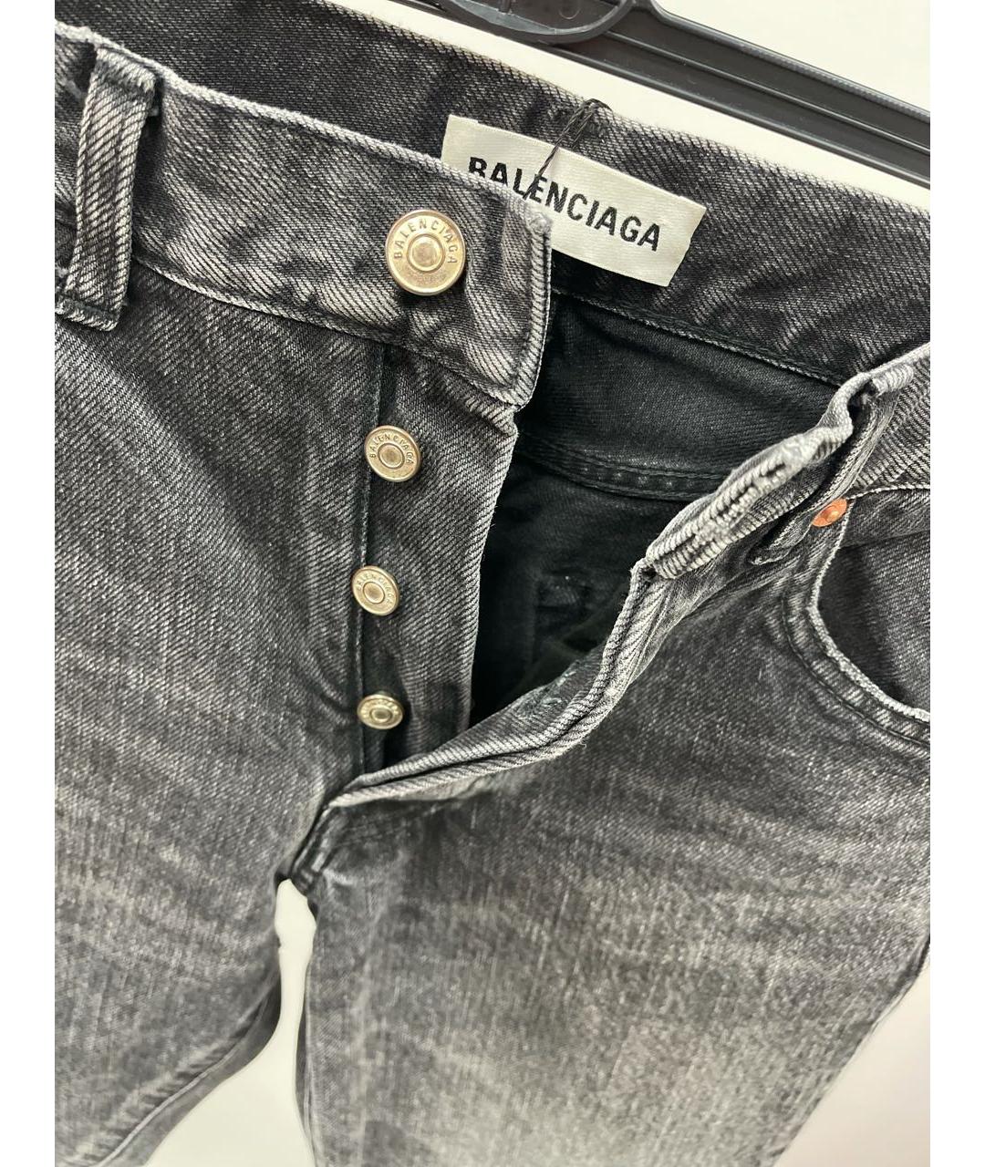 BALENCIAGA Антрацитовые хлопковые прямые джинсы, фото 4