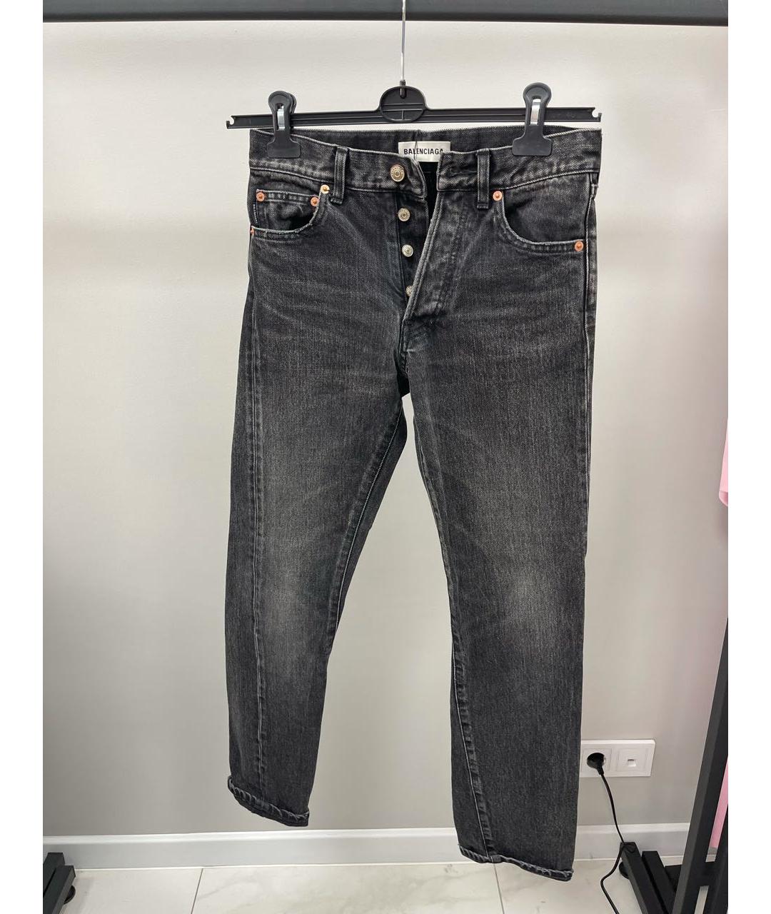 BALENCIAGA Антрацитовые хлопковые прямые джинсы, фото 5