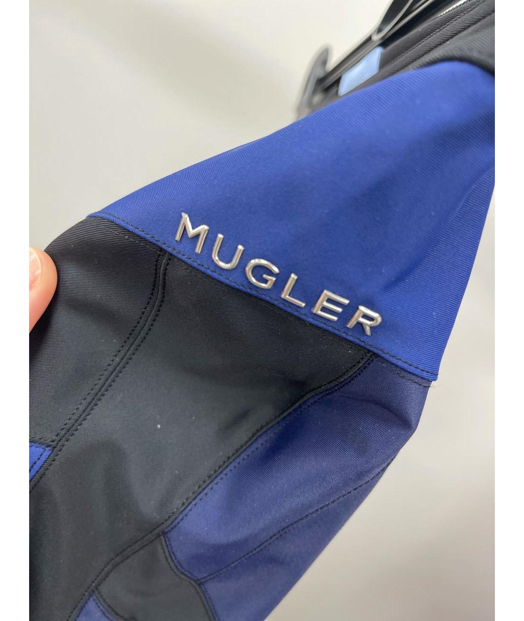 MUGLER Темно-синие полиамидовые леггинсы и велосипедки, фото 4