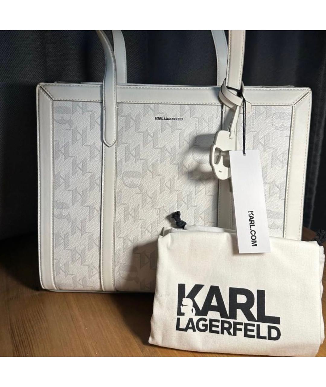 KARL LAGERFELD Белая синтетическая сумка тоут, фото 2
