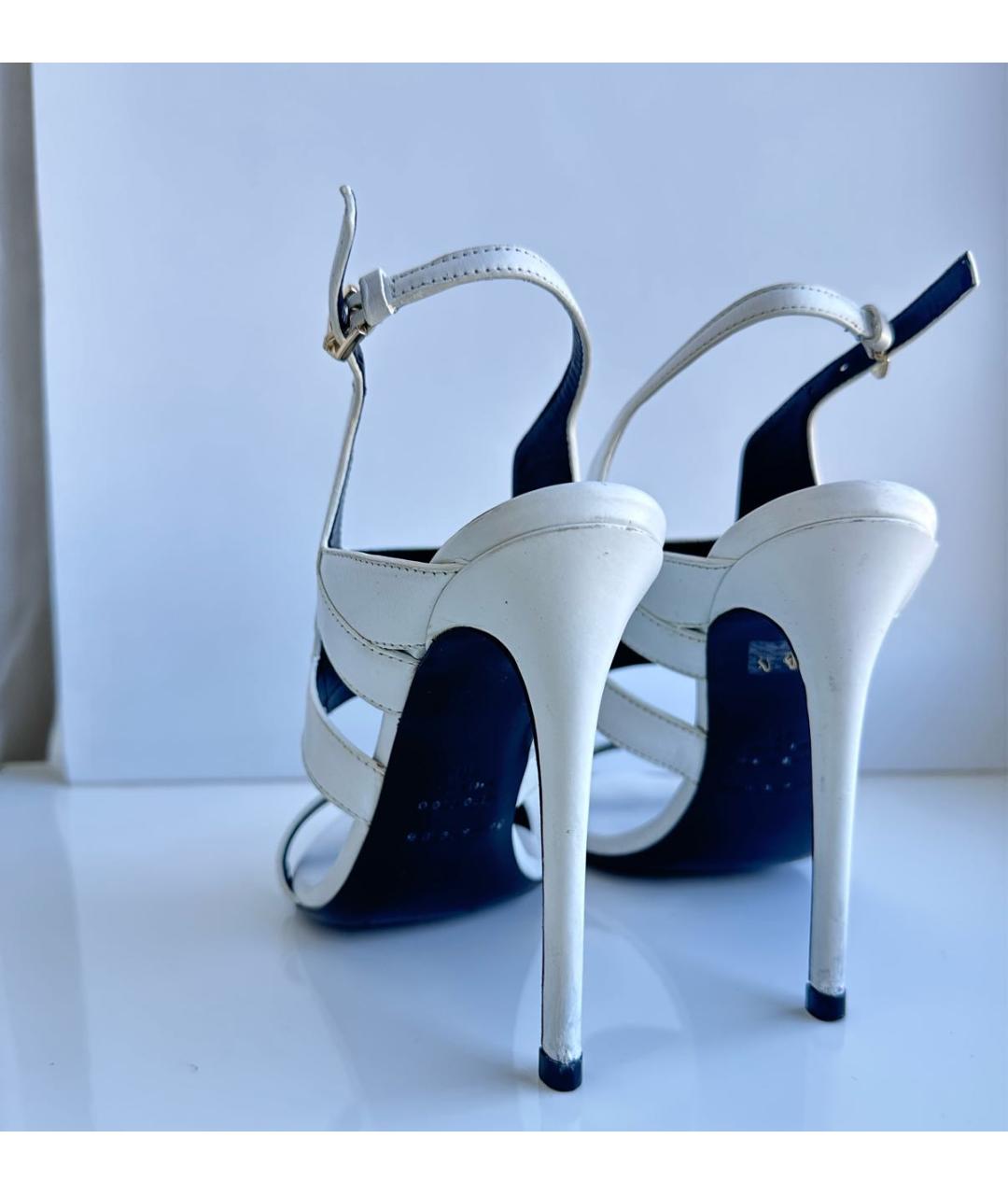 GIUSEPPE ZANOTTI DESIGN Белые кожаные босоножки, фото 4